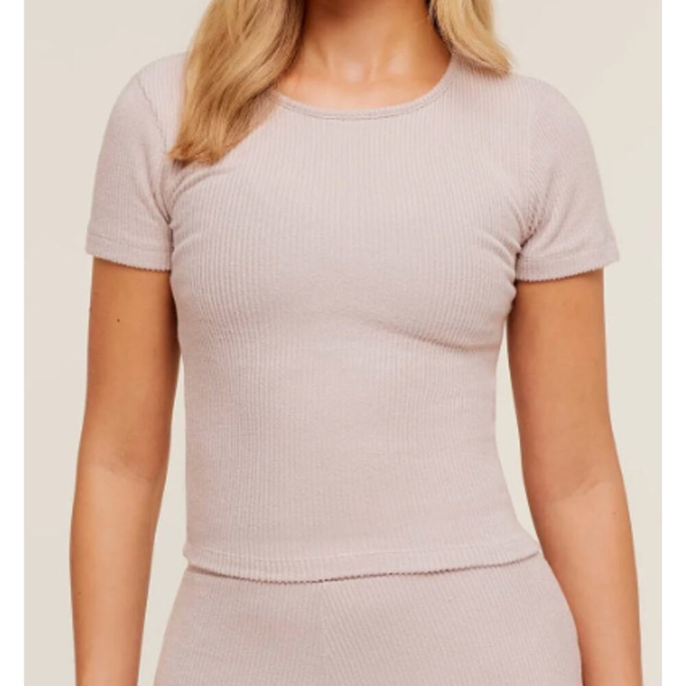 Gymshark Super Soft Ribbed Tee Shirt Dusk Pink Size S
